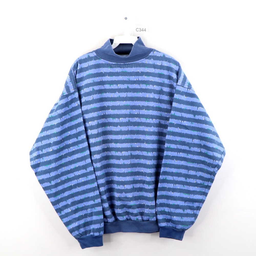 Vintage Streetwear Striped Mock Neck Sweatshirt